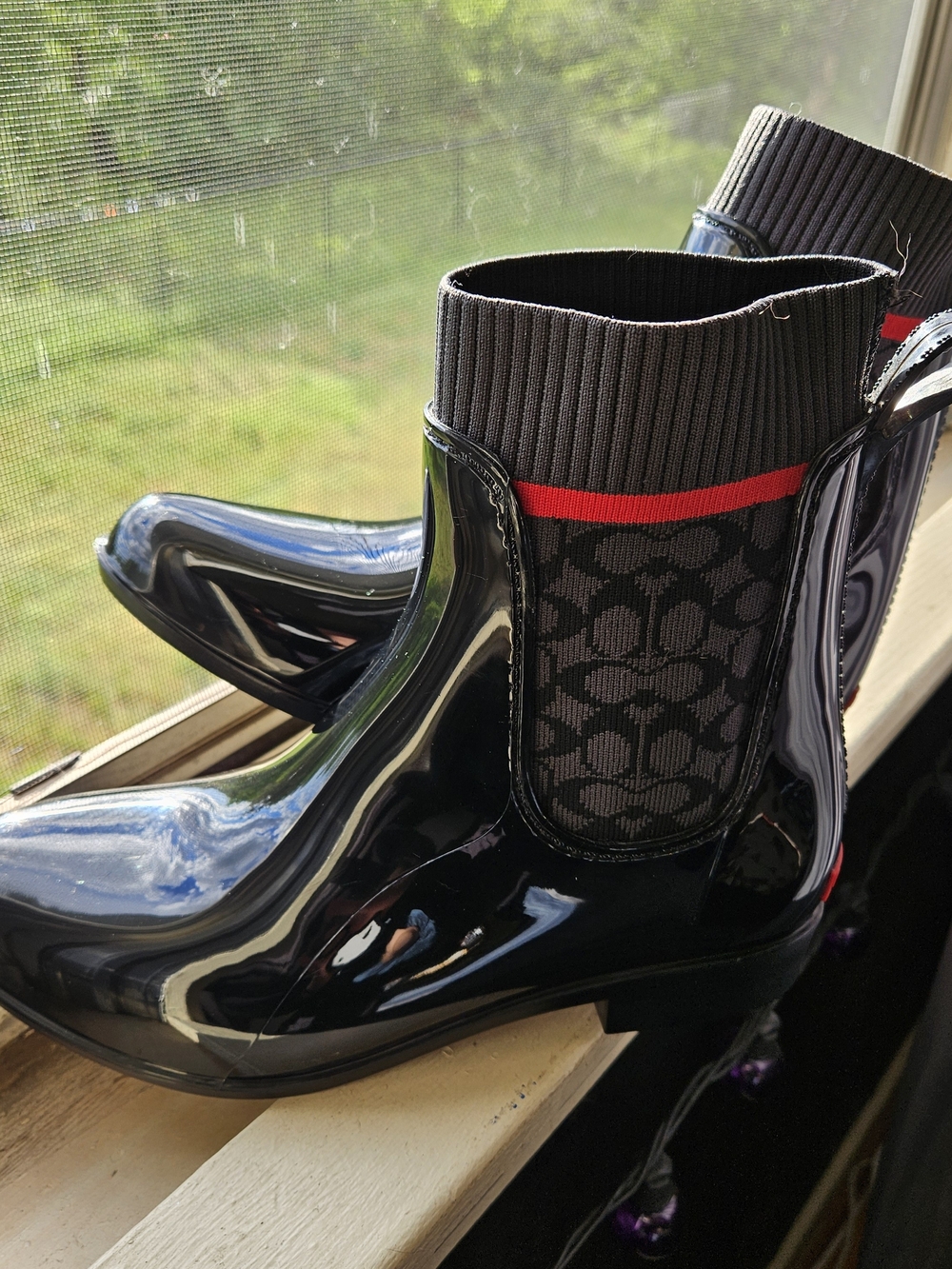 Coach Rivington Signature Knit Ankle Rain Boots